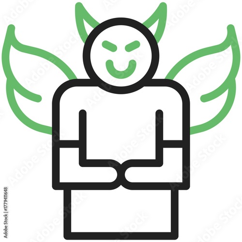The Devil in Disguise: A person is cleverly presented as a devil, with wings and horns, embodies the duality of appearance and reality. The depiction evokes a sense of cunning and deceit.