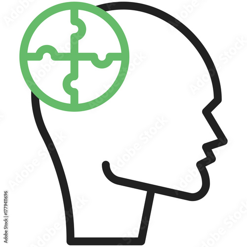 Mind's Puzzle: An abstract representation of the human mind, illustrated with a silhouette profile featuring a puzzle-like concept symbolizing problem-solving.