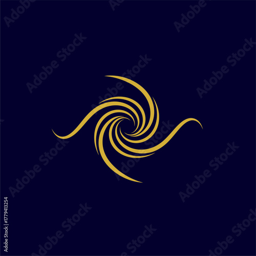Abstract golden spiral design on a dark background, symbolizing motion and elegance in art