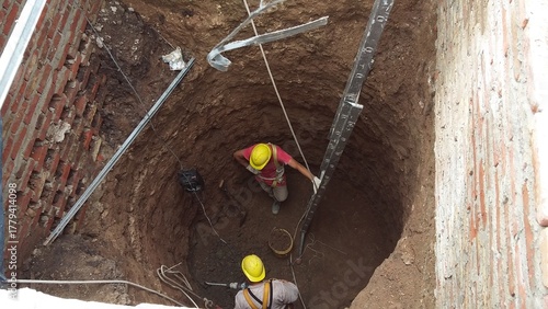 construction of a septic chamber on a construction site