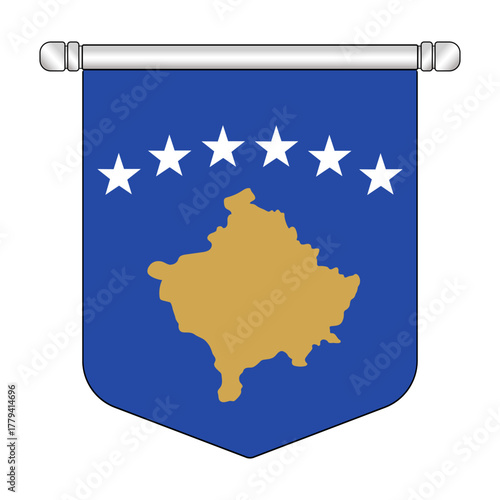 Equatorial Kosovo National Banner Symbol Hanging
