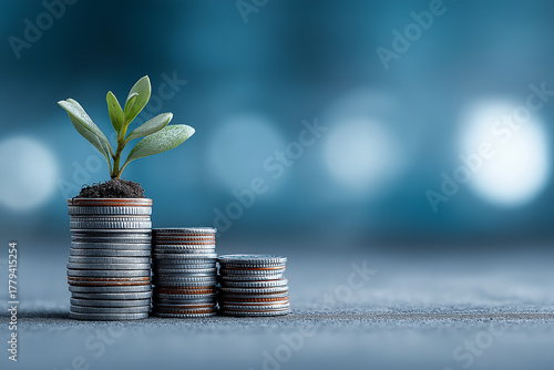 収益が育つ、三段のコインタワーとグリーン