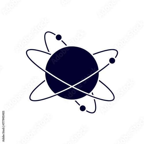 Abstract representation of an atom with orbiting electrons, symbolizing science and technology concepts