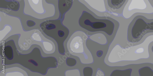 Abstract topographic contour map pattern with smooth gradients in shades of grey and subtle purple outlines, creating a visually engaging and organic texture for backgrounds and design elements