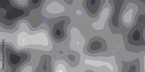 Abstract topographic contour map pattern with smooth gradients in shades of grey and subtle purple outlines, creating a visually engaging and organic texture for backgrounds and design elements
