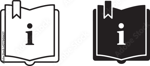 Open book information symbol with bookmark vector