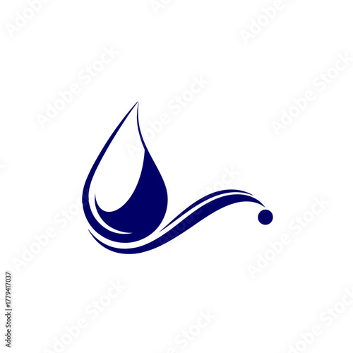Abstract water droplet logo design with flowing lines, suitable for branding and environmental themes