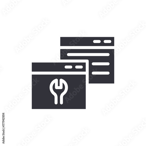 Website Maintenance With Wrench Tool Solid Graphic