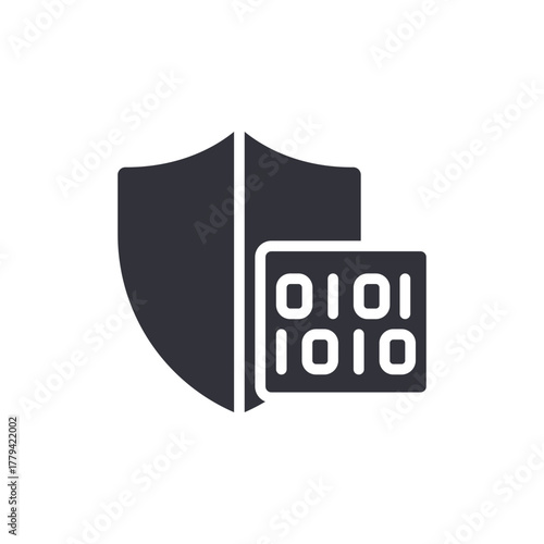 Digital Shield Protecting Binary Data Encryption Icon