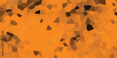 Vibrant abstract geometric mosaic pattern in shades of orange and dark brown, with sharp angular shapes creating a dynamic and energetic visual texture for backgrounds and design