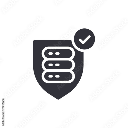 Secure Database Shield With Check Mark Icon Symbol