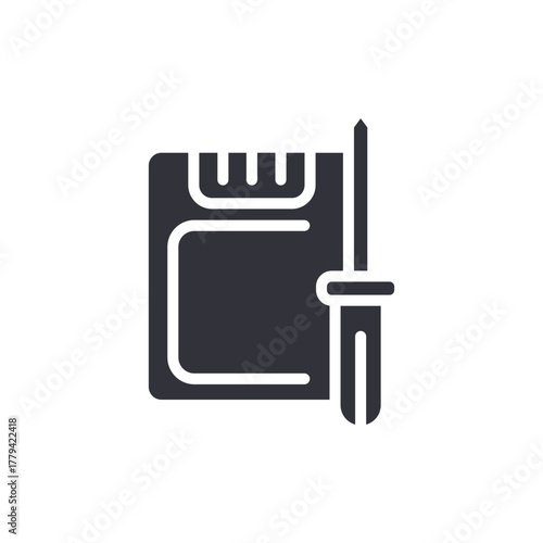 Notepad With Pen Simple Solid Icon Stationery Concept