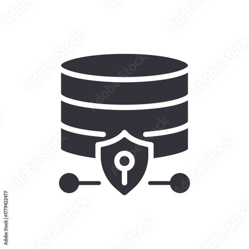 Secured Database With Shield Data Protection Icon