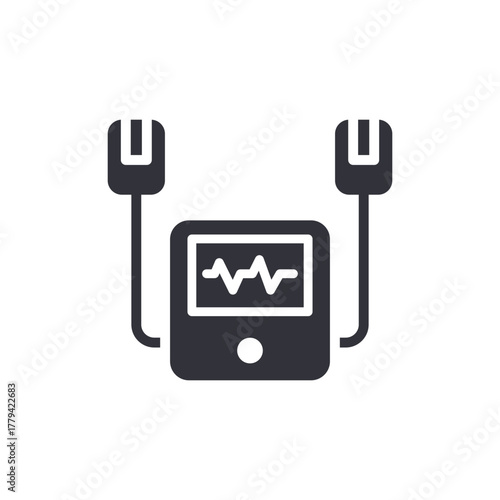 Defibrillator Medical Device With Pulse Signal Icon