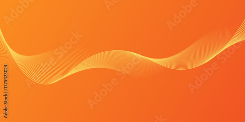 Vector abstract background with dynamic orange waves, lines and particles. Eps10