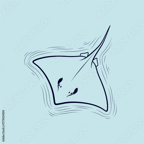 Graceful stingray gliding through calm waters, showcasing its fluid motion and serene environment