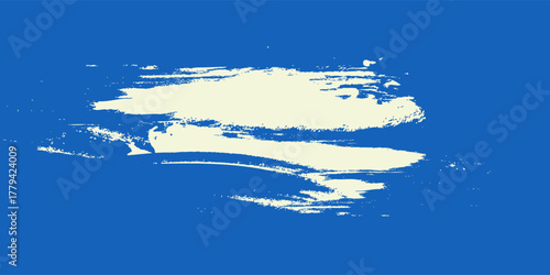 Abstract blue halftone brush stroke background featuring sweeping curved lines and dotted pixel patterns.