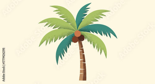 Charming textured palm tree illustration with tropical vibe on a simple backdrop
