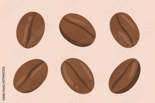 Coffee beans set. Vector illustration on background. 