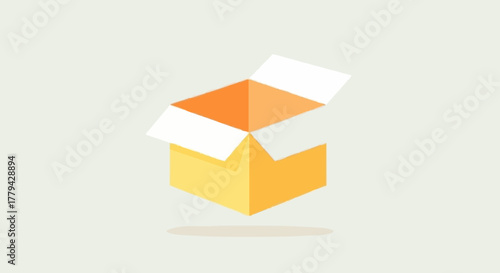 An open cardboard box with its lid flaps partially raised, revealing the interior and ready for packing or unpacking