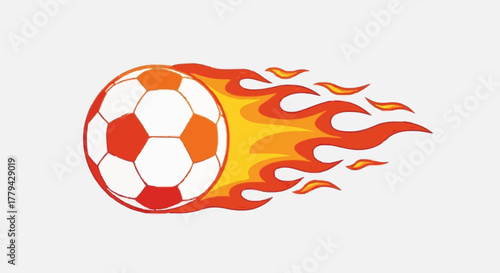 Fiery Soccer Ball Dynamic Flame Design for Sports and Action Graphics
