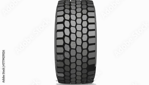 Detailed close-up of a heavy-duty truck tire tread pattern showcasing design and texture