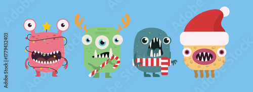 Cute monster christmas