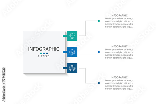 Business infographic template. 3 Step timeline journey. Process diagram, Infographic elements vector illustration.	