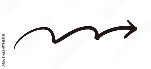 右向きの跳ね上がる矢印　黒