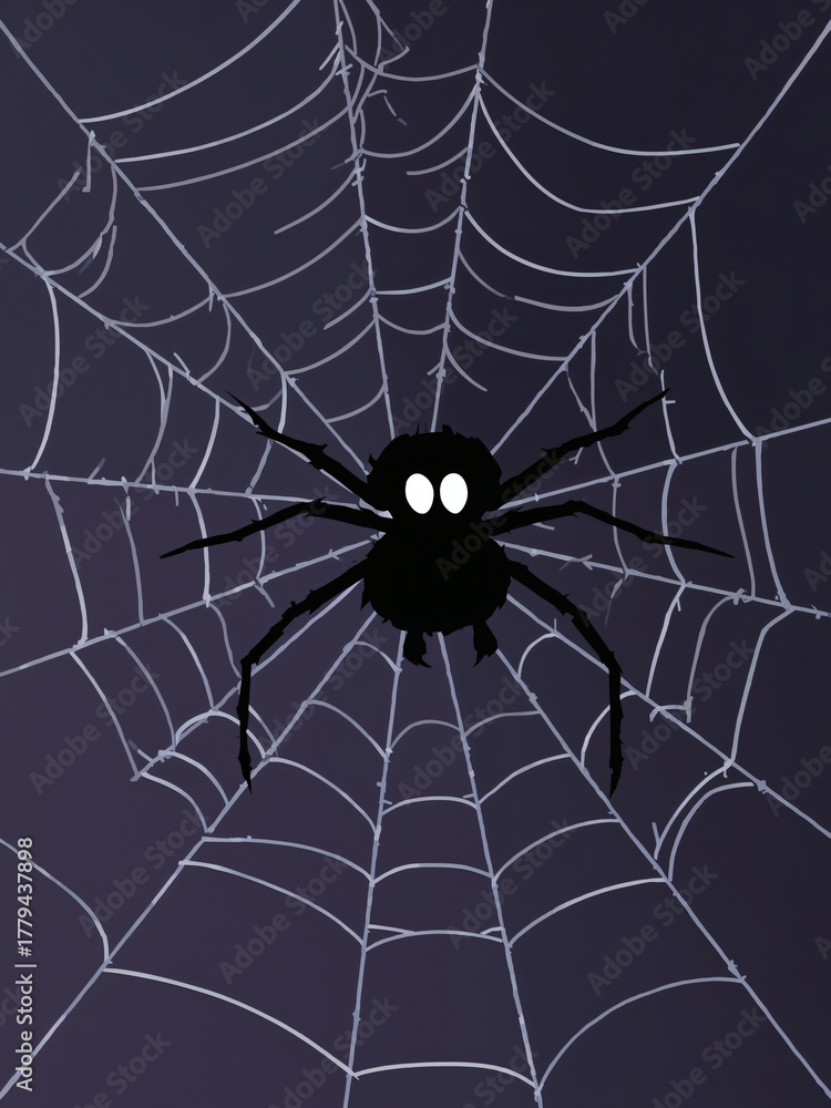Obraz premium Eight-legged creature watches from its intricate web under moonlight in a quiet corner of the forest