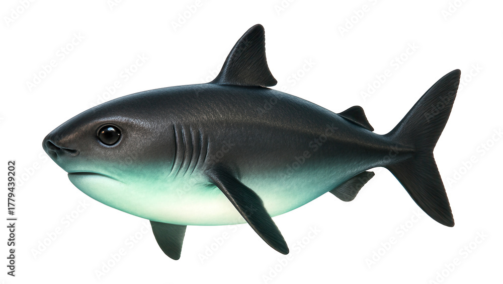 Fototapeta premium Cylindrical shark with a glowing underside and distinctive cookiecutter shape.