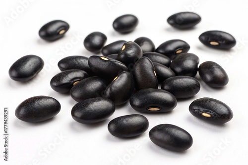 Black beans on white background