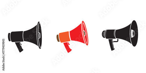 Megaphone icon, loudspeaker symbol, announcement and advertising vector illustration, business promotion sign, megaphone logo design with sound on transparent background