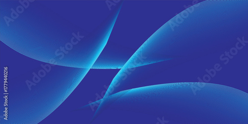 Abstract glowing wave lines on blue background. Dynamic wave pattern. Modern flowing wavy lines. Futuristic technology concept. Suit for banner, poster, cover, brochure, flyer, website