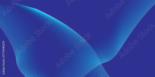 Abstract glowing wave lines on blue background. Dynamic wave pattern. Modern flowing wavy lines. Futuristic technology concept. Suit for banner, poster, cover, brochure, flyer, website