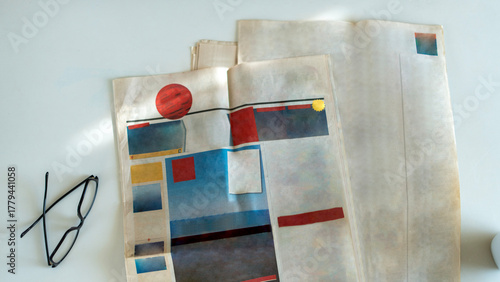 newspapers and glasses at office