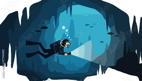 illustrasi vektor penyelam