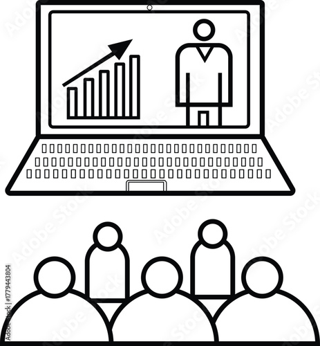 Online presentation of business growth to virtual attendees.