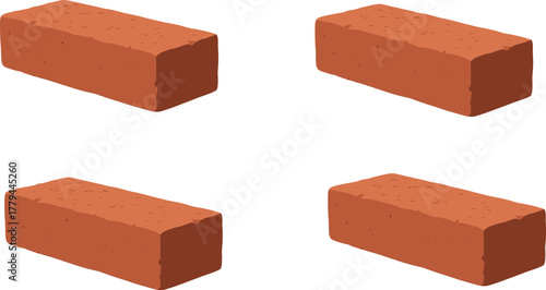 Four red bricks vector set 