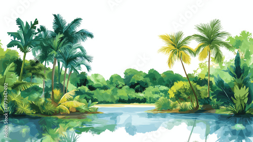 Amazon rainforest. Amazon rainforest hand drawn watercolor illustration