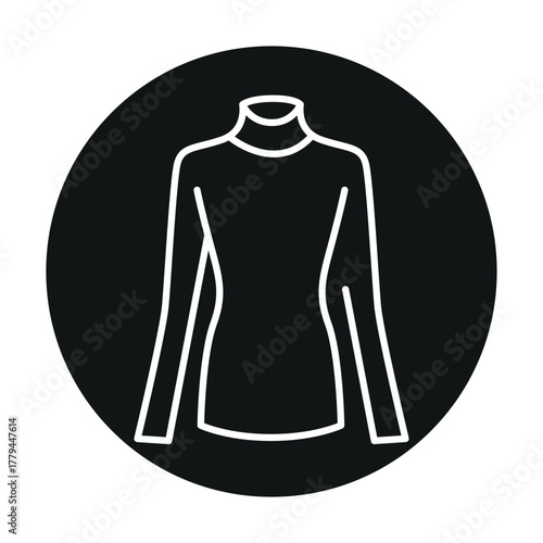 High Neck Thermal Sweater black line icon.