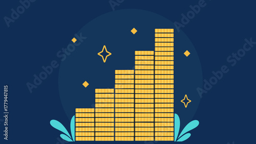 きらきらと輝くなめらかな質感と黄金の光沢金貨の積み上げが、貯金や富の蓄積、希望を象徴