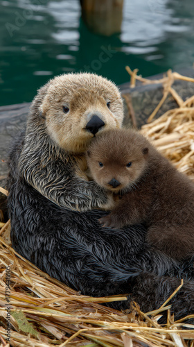Otter wih young