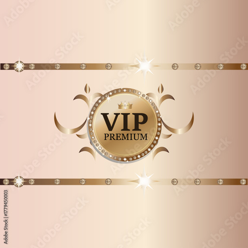 VIP vector illustration of an abstract background with golden ribbon