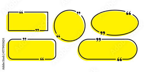 Quote box frame, big set. Quote box icon. Texting quote box