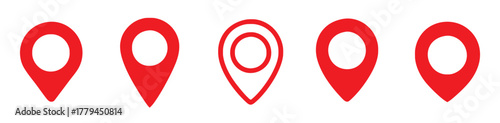 location, pin, map, marker, navigation, pointer, destination, place, geotag, icon, symbol, red, set, collection, different, variation, design, graphic, interface, ui, ux, element, round, shape, simple