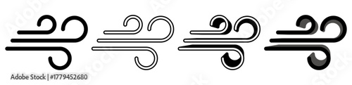 set vector wind icon. windy sign blowing symbol design illustration