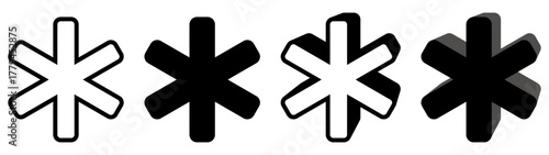 set vector Asterisk icon. medical star sign symbol design illustration