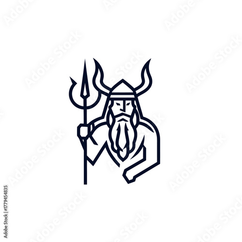 Wallpaper Mural Stylized illustration of a warrior with a spear and horned helmet isolated Torontodigital.ca