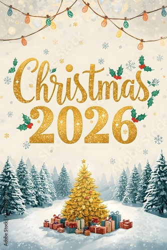 christmas card with christmas tree